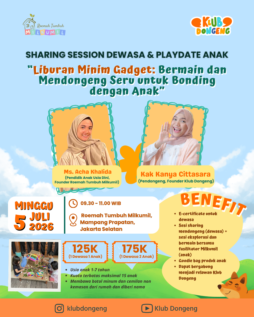 Sharing Session Dewasa dan Playdate Anak Bermain dan Mendongeng Seru untuk Bonding dengan Anak